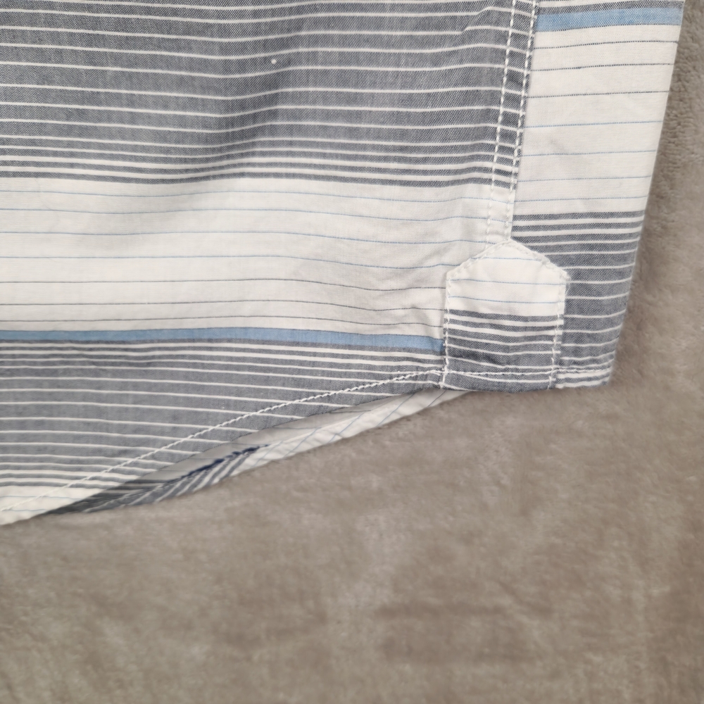 American Rag Blue and White Striped Casual Epaulette Shirt Size M - Picture 8 of 10
